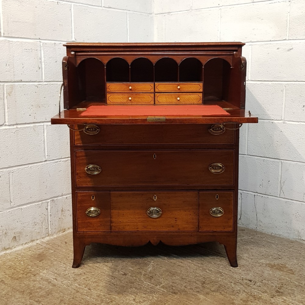 ANTIQUE REGENCY MAHOGANY SECRETAIRE CHEST OF DRAWERS C1820 View IX