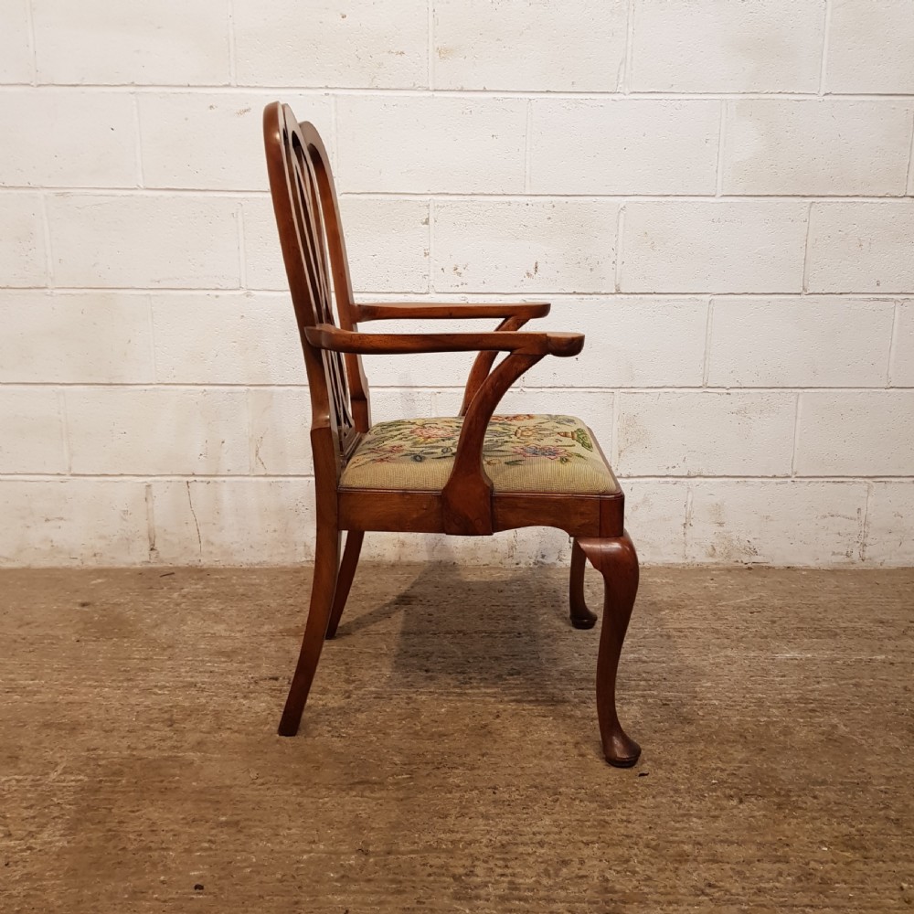 ANTIQUE PAIR EDWARDIAN WALNUT CHIPPENDALE ELBOW CHAIRS C1900 View IX