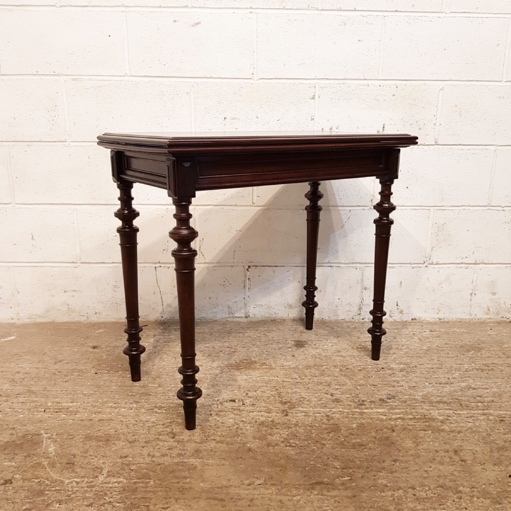 ANTIQUE VICTORIAN MAHOGANY FOLD OVER CARD TABLE C1880 View VIII