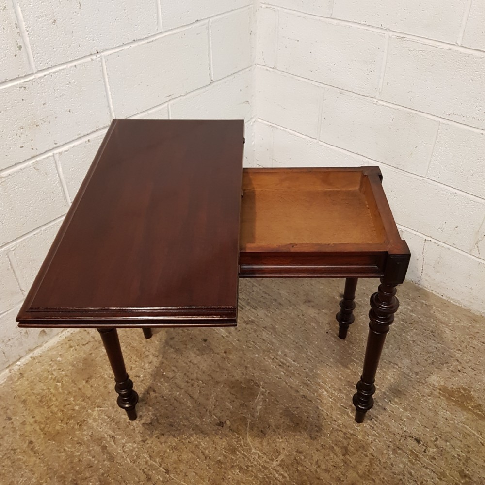 ANTIQUE VICTORIAN MAHOGANY FOLD OVER CARD TABLE C1880 View IX