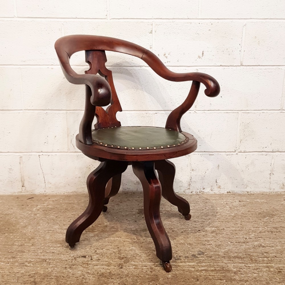 ANTIQUE VICTORIAN MAHOGANY SWIVEL DESK CHAIR C1880 View III