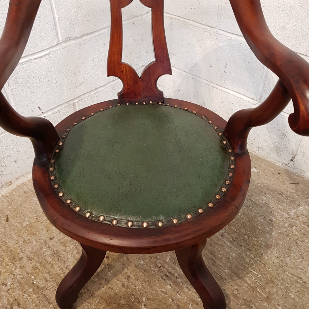 ANTIQUE VICTORIAN MAHOGANY SWIVEL DESK CHAIR C1880 View V