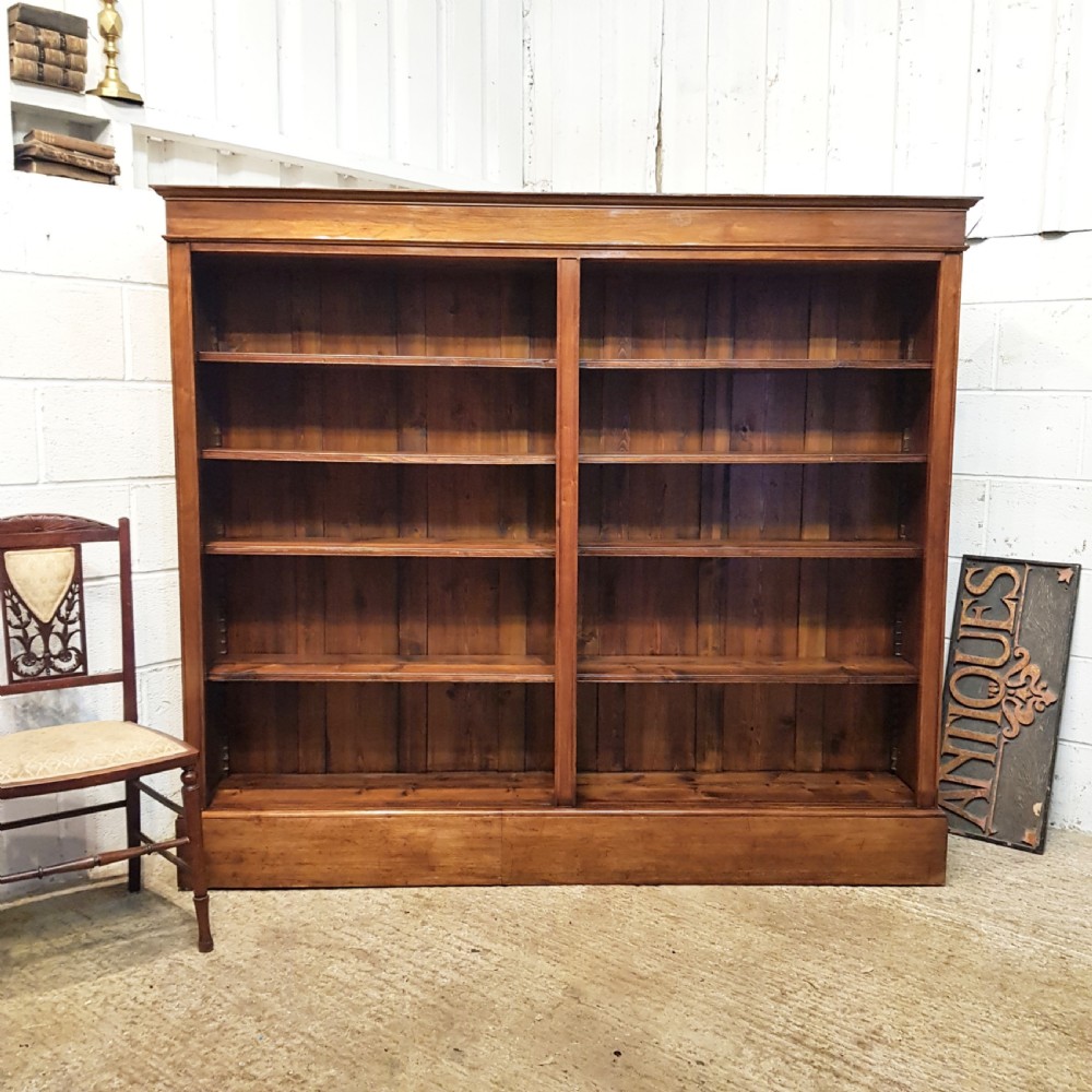 ANTIQUE VICTORIAN LARGE MAHOGANY OPEN BOOKCASE C1880