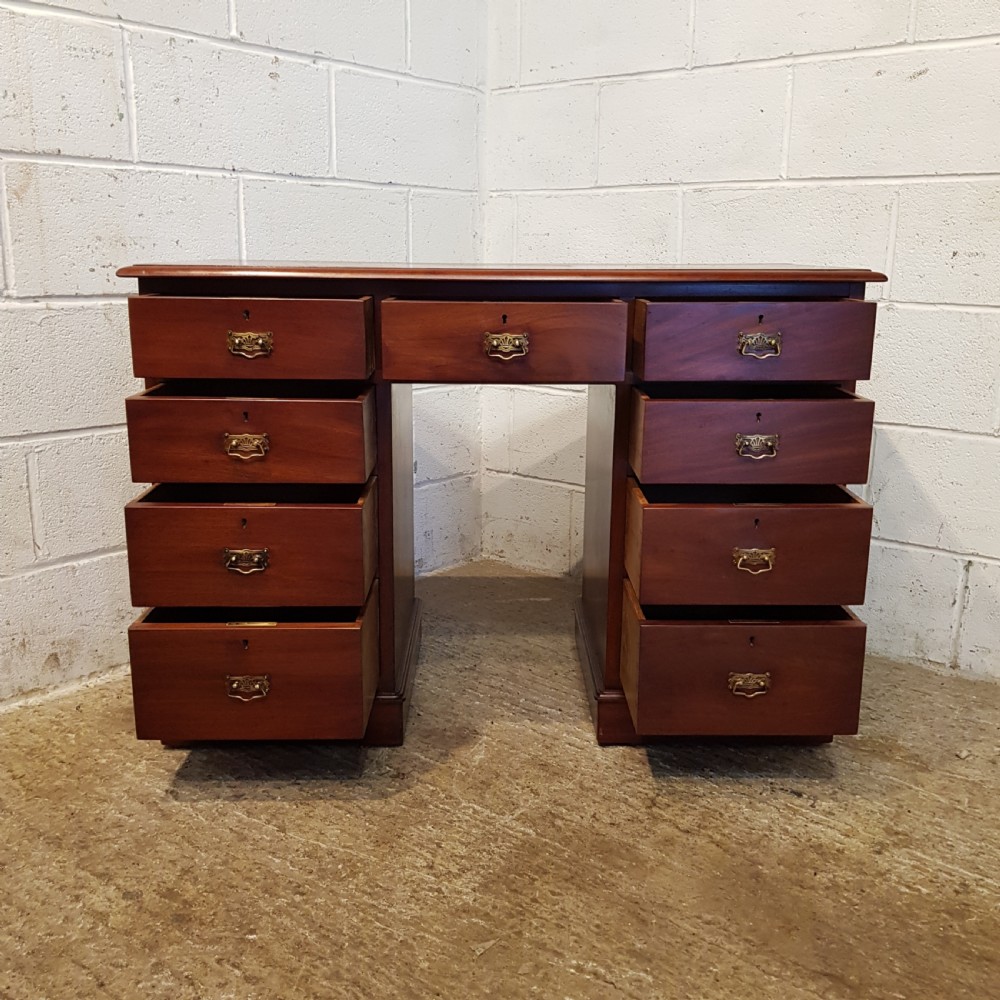 ANTIQUE LATE VICTORIAN MAHOGANY PEDESTAL DESK C1890 View II