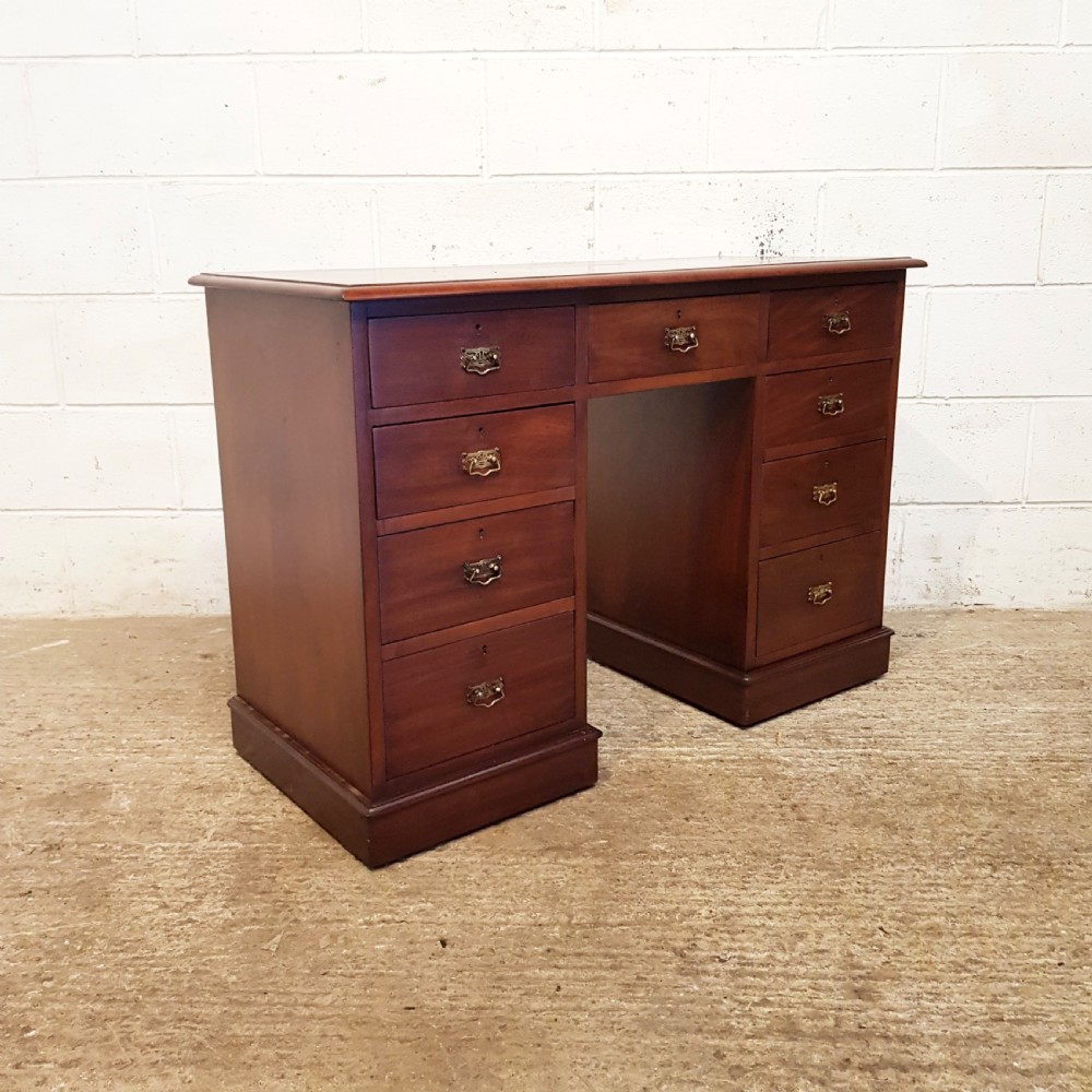 ANTIQUE LATE VICTORIAN MAHOGANY PEDESTAL DESK C1890 View III