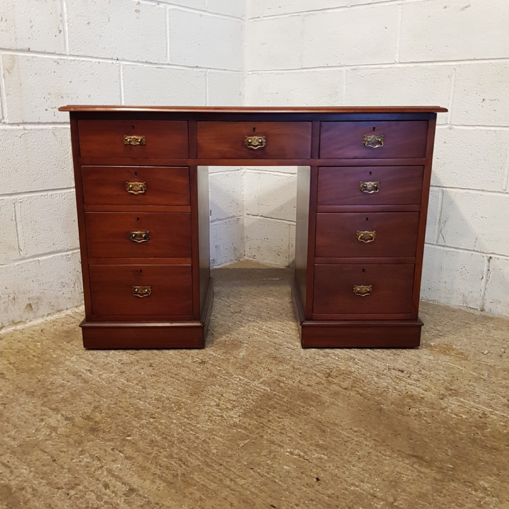 ANTIQUE LATE VICTORIAN MAHOGANY PEDESTAL DESK C1890 View VI