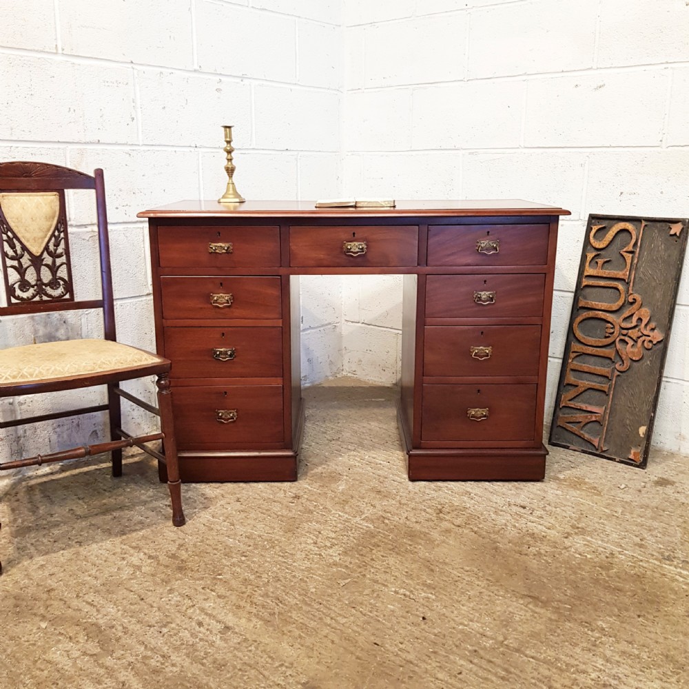 ANTIQUE LATE VICTORIAN MAHOGANY PEDESTAL DESK C1890 View VII