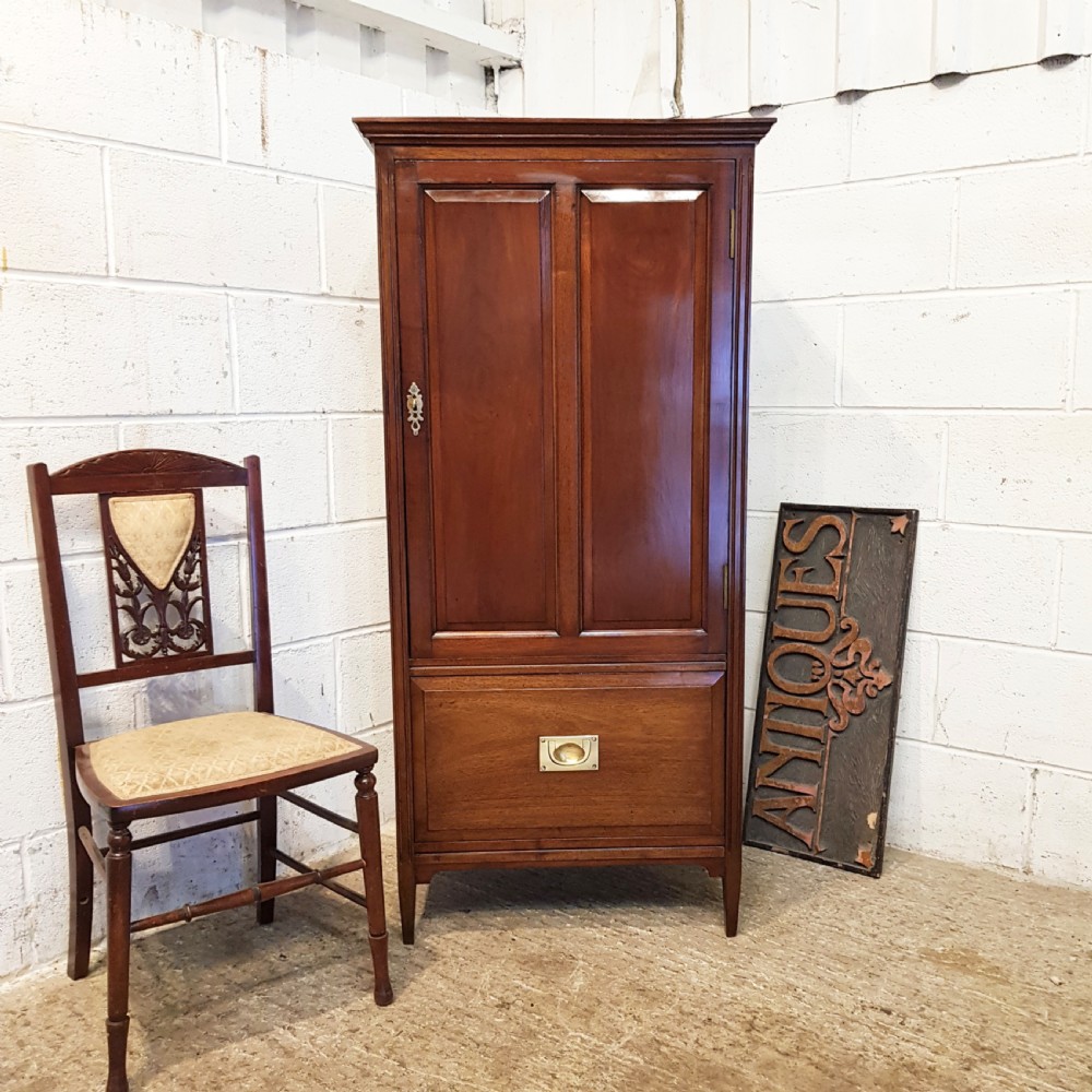 ANTIQUE LATE VICTORIAN MAHOGANY TALL CUPBOARD C1890