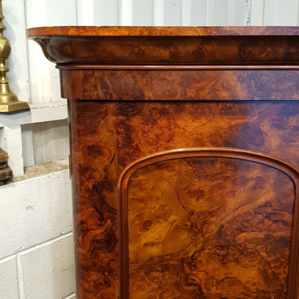 ANTIQUE VICTORIAN BURR WALNUT TRIPLE WARD OBE  C1880 View IV