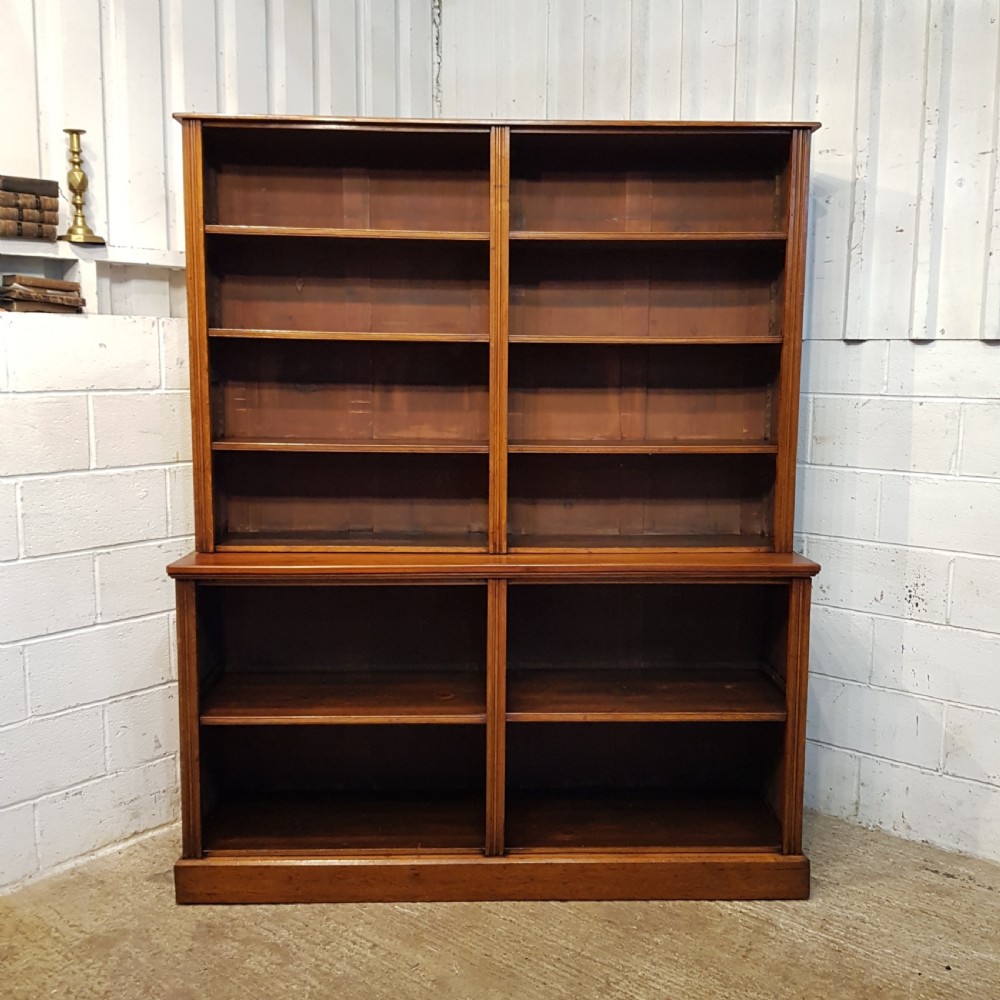 ANTIQUE LARGE OAK OPEN BOOKCASE C1900 View II