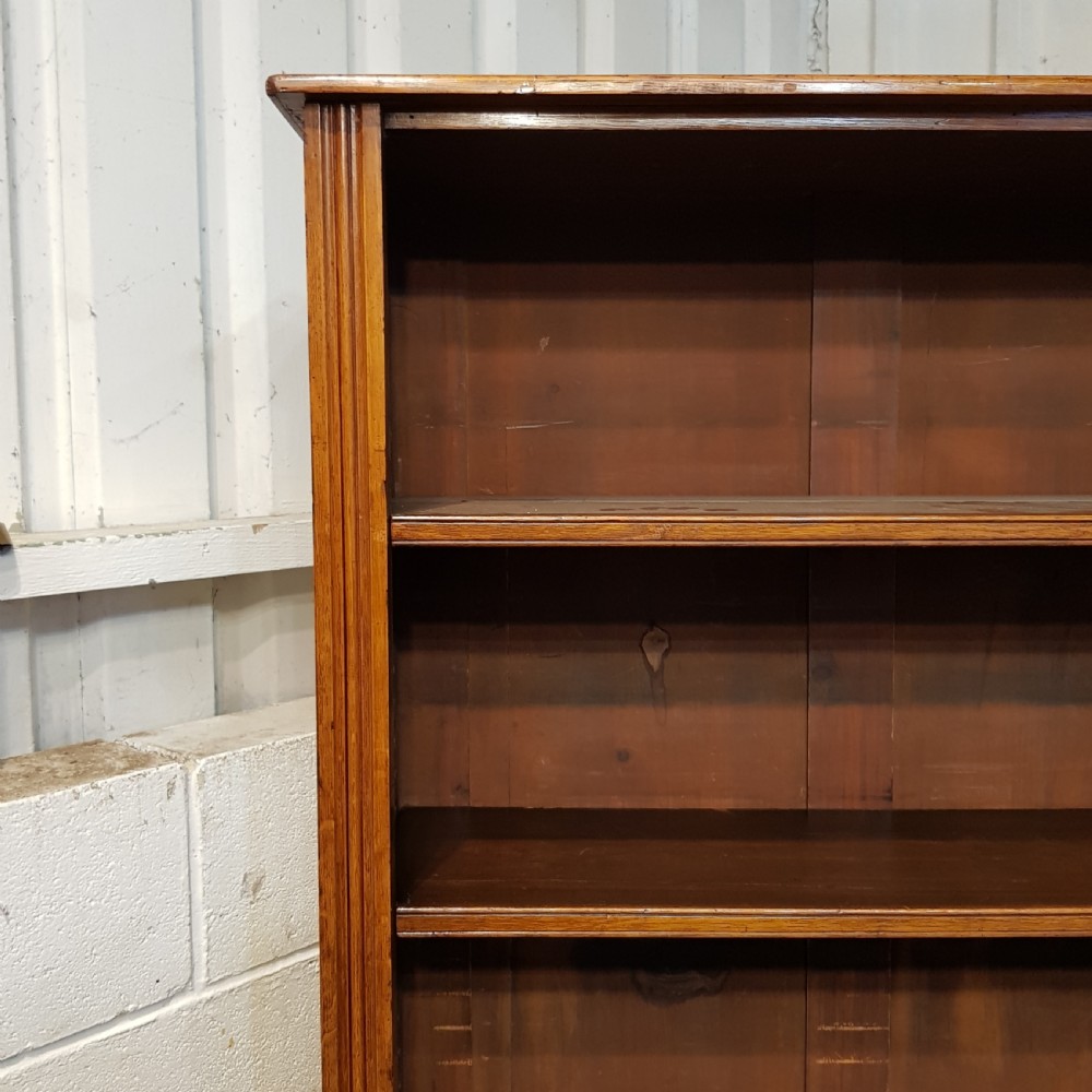 ANTIQUE LARGE OAK OPEN BOOKCASE C1900 View IV