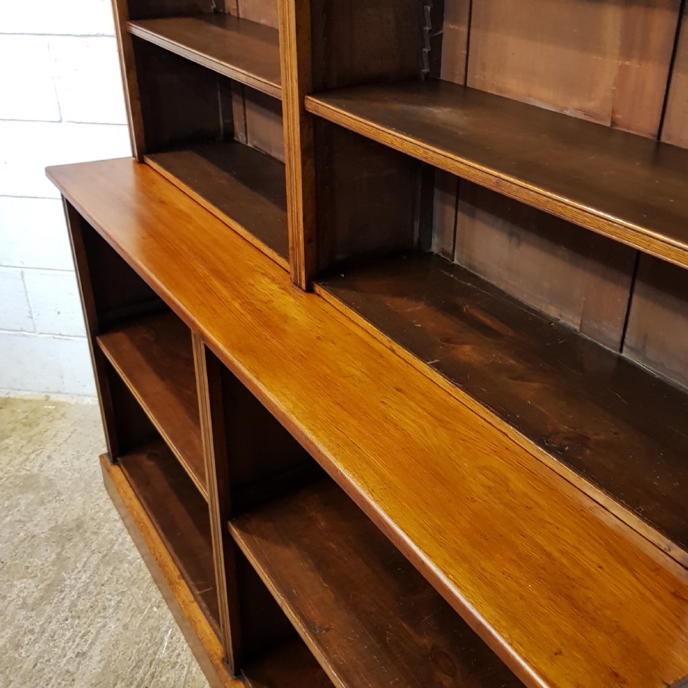 ANTIQUE LARGE OAK OPEN BOOKCASE C1900 View VI