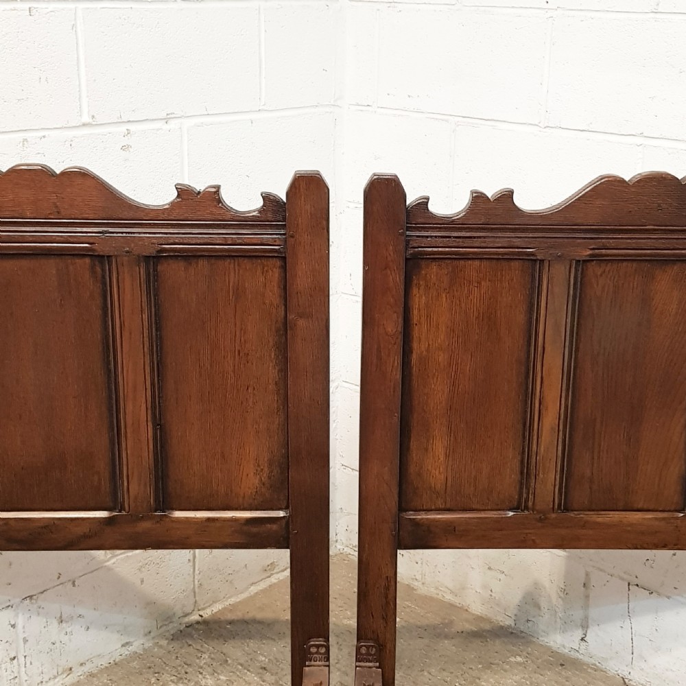 ANTIQUE PAIR EDWARDIAN GEORGIAN JOINED OAK SINGLE BEDS C1900 View IV