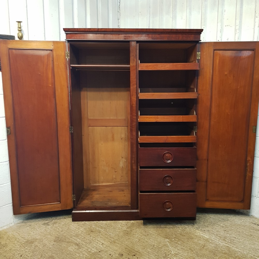 ANTIQUE VICTORIAN MAHOGANY DOUBKE WARDROBE C1880 View VI