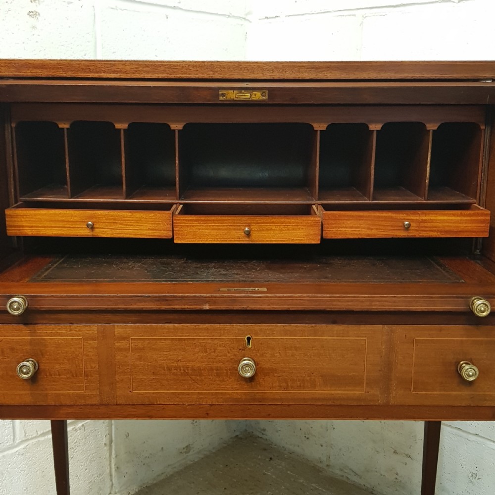 ANTIQUE EDWARDIAN MAHOGANY CYLINDER BUREAU C900 View IV