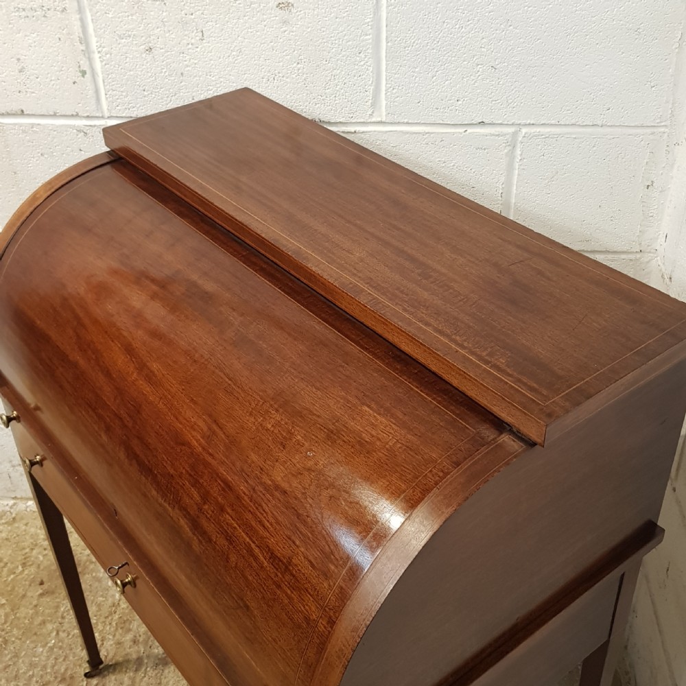 ANTIQUE EDWARDIAN MAHOGANY CYLINDER BUREAU C900 View VI