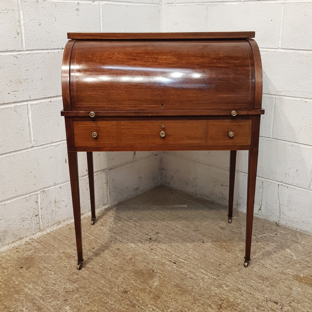 ANTIQUE EDWARDIAN MAHOGANY CYLINDER BUREAU C900 View VII