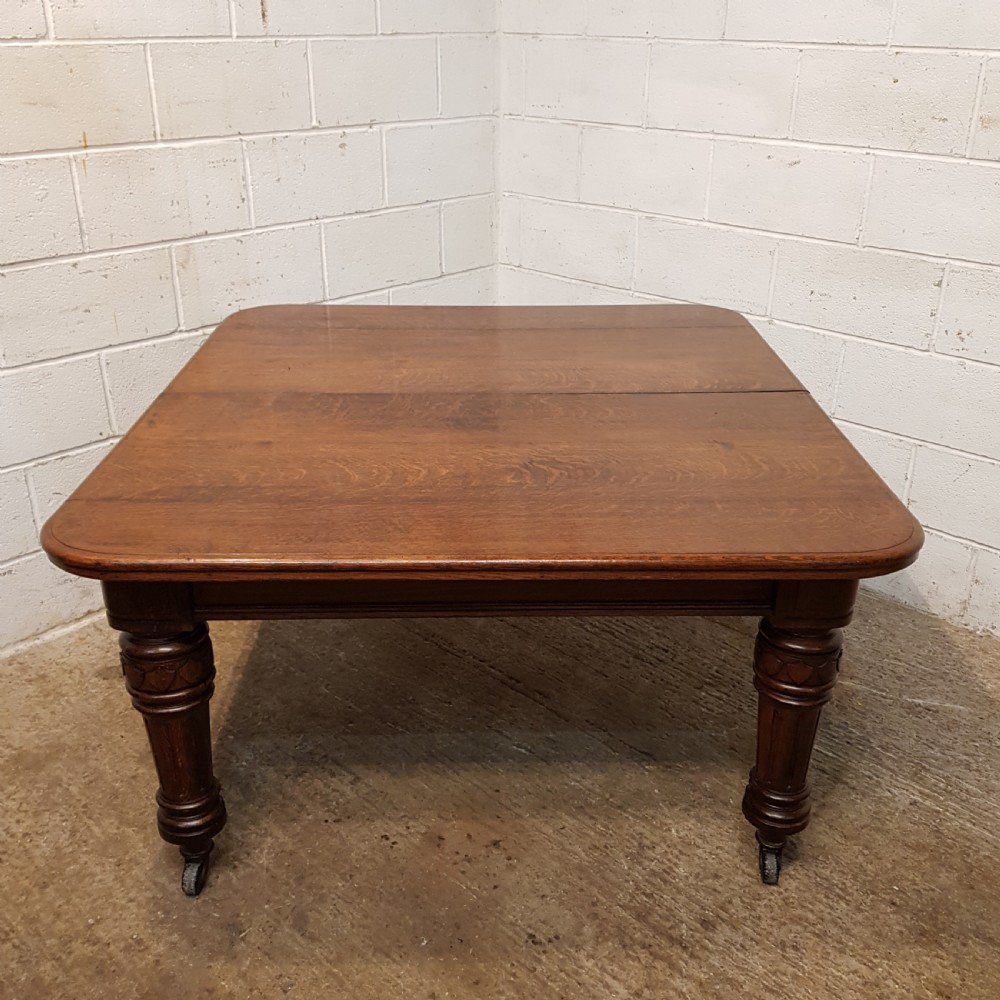 ANTIQUE VICTORIAN OAK WIND OUT EXTENDING DINING TABLE C1880 View VI