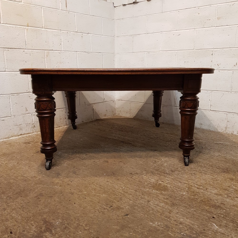 ANTIQUE VICTORIAN OAK WIND OUT EXTENDING DINING TABLE C1880 View VIII