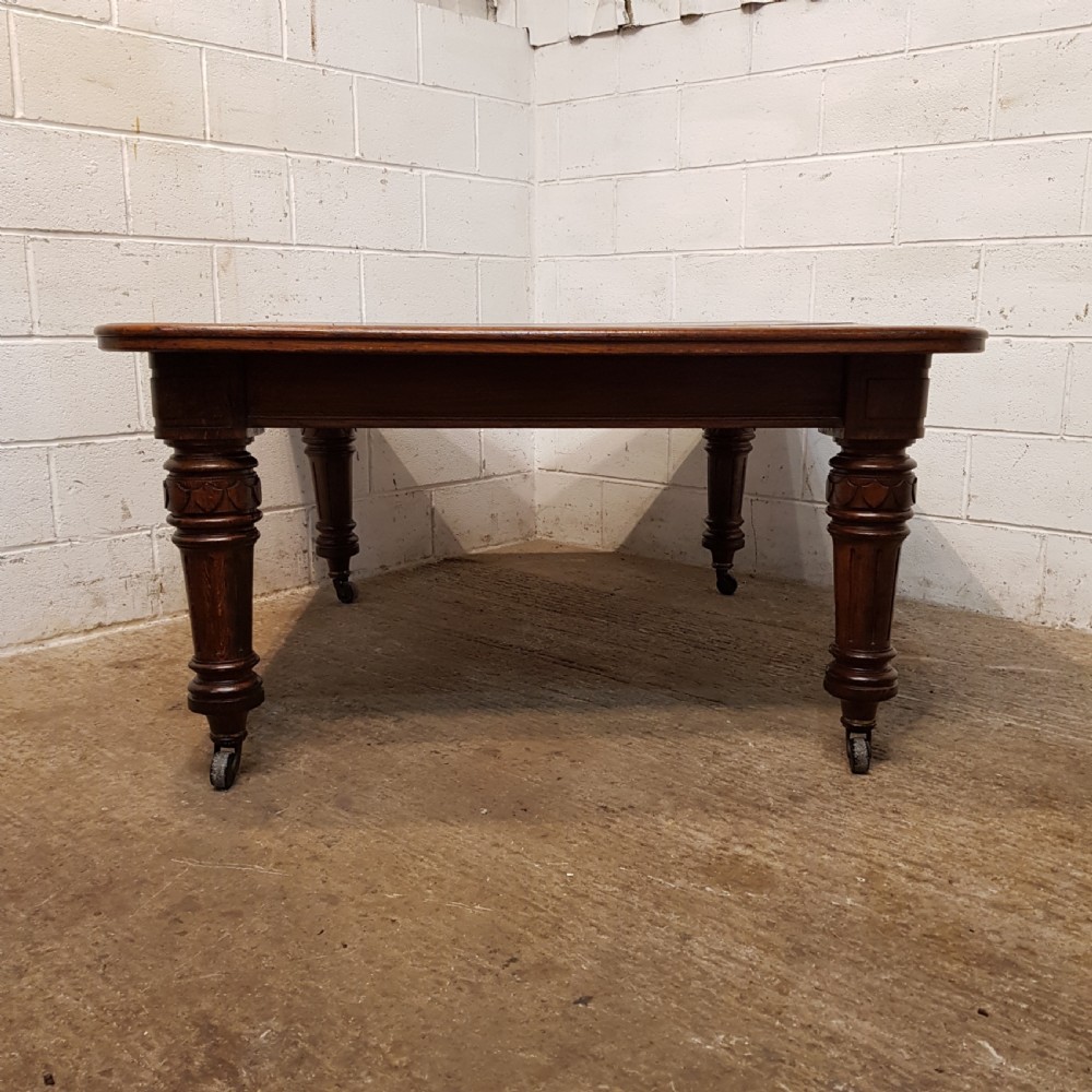 ANTIQUE VICTORIAN OAK WIND OUT EXTENDING DINING TABLE C1880 View IX