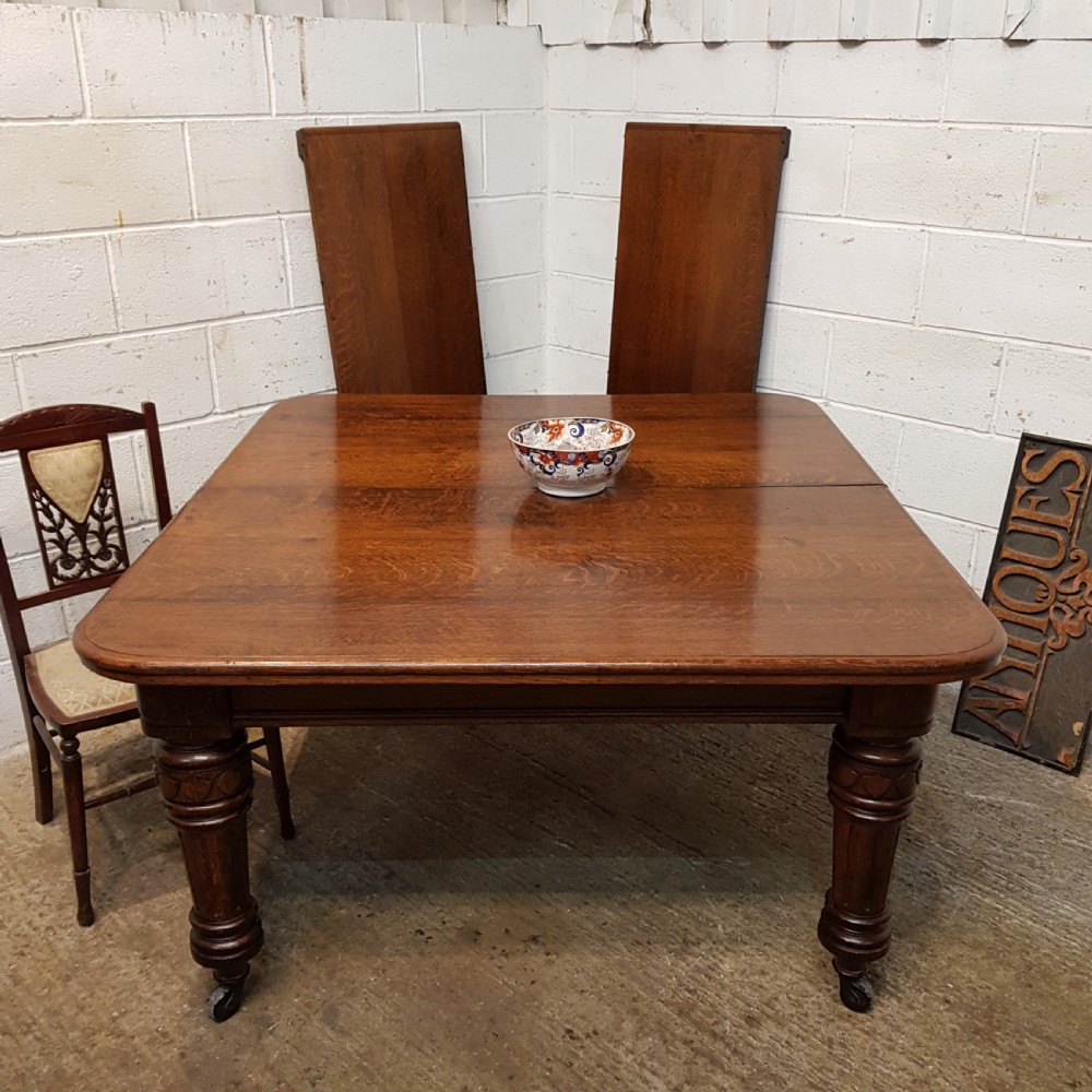 ANTIQUE VICTORIAN OAK WIND OUT EXTENDING DINING TABLE C1880 View XI