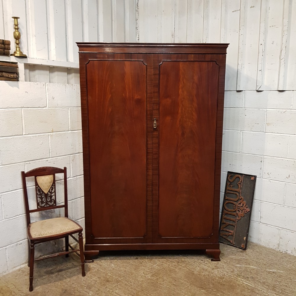 ANTIQUE MAHOGANY DOUBLE WARDROBE C1920