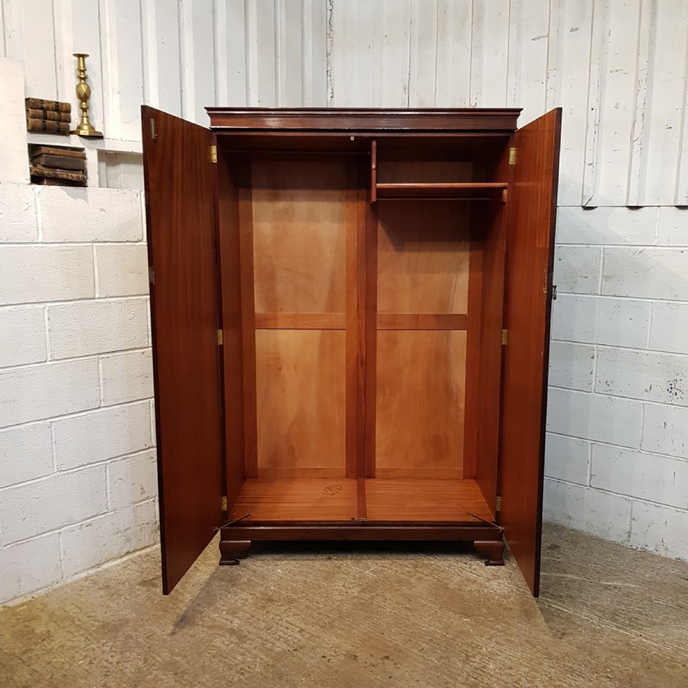 ANTIQUE MAHOGANY DOUBLE WARDROBE C1920 View II