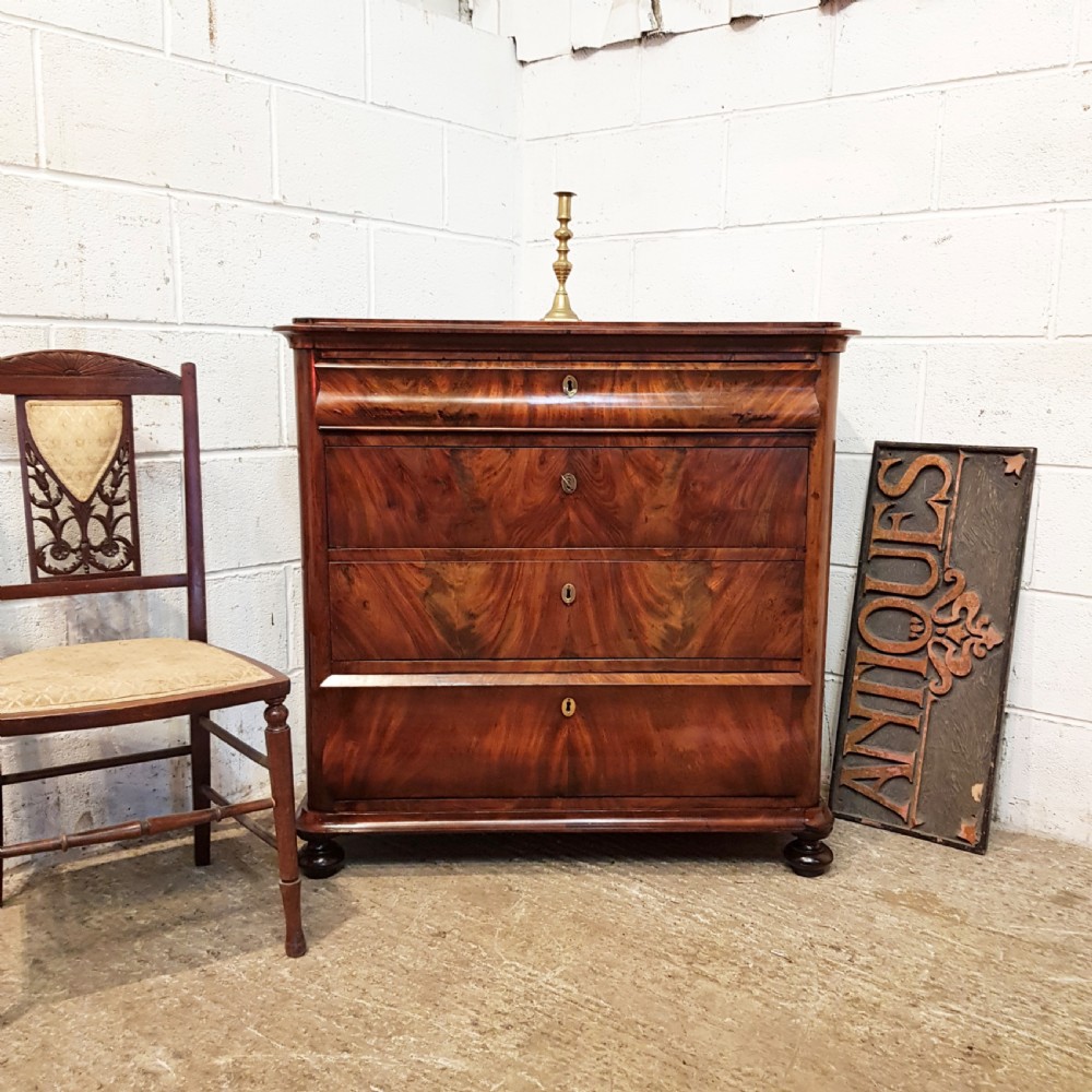ANTIQUE 19TH CENTURY BIEDERMEIER MAHOGANY CHEST OF DRAWERS C1860