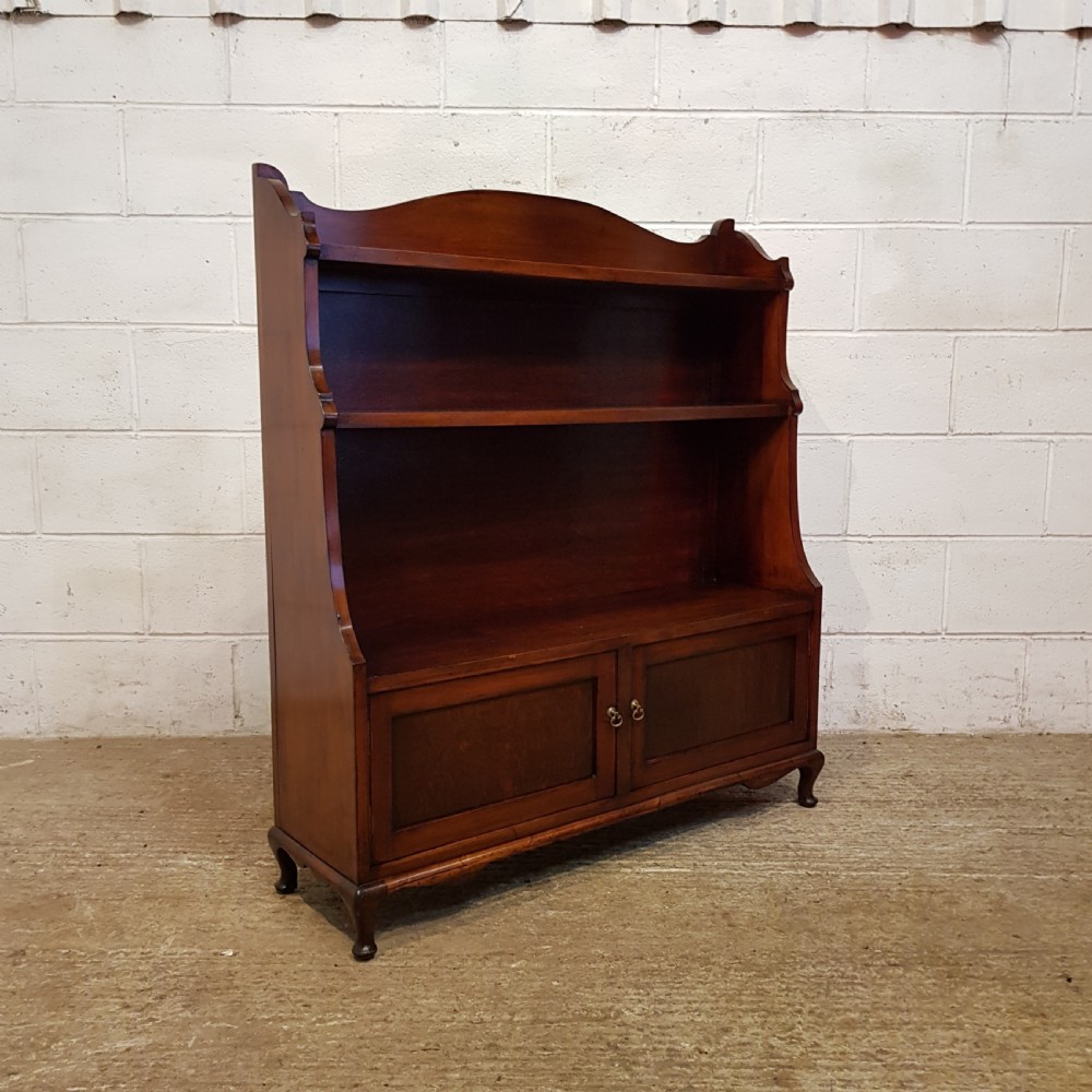 ANTIQUE EDWARDIAN MAHOGANY WATERFALL OPEN BOOKCASE C1900 View III