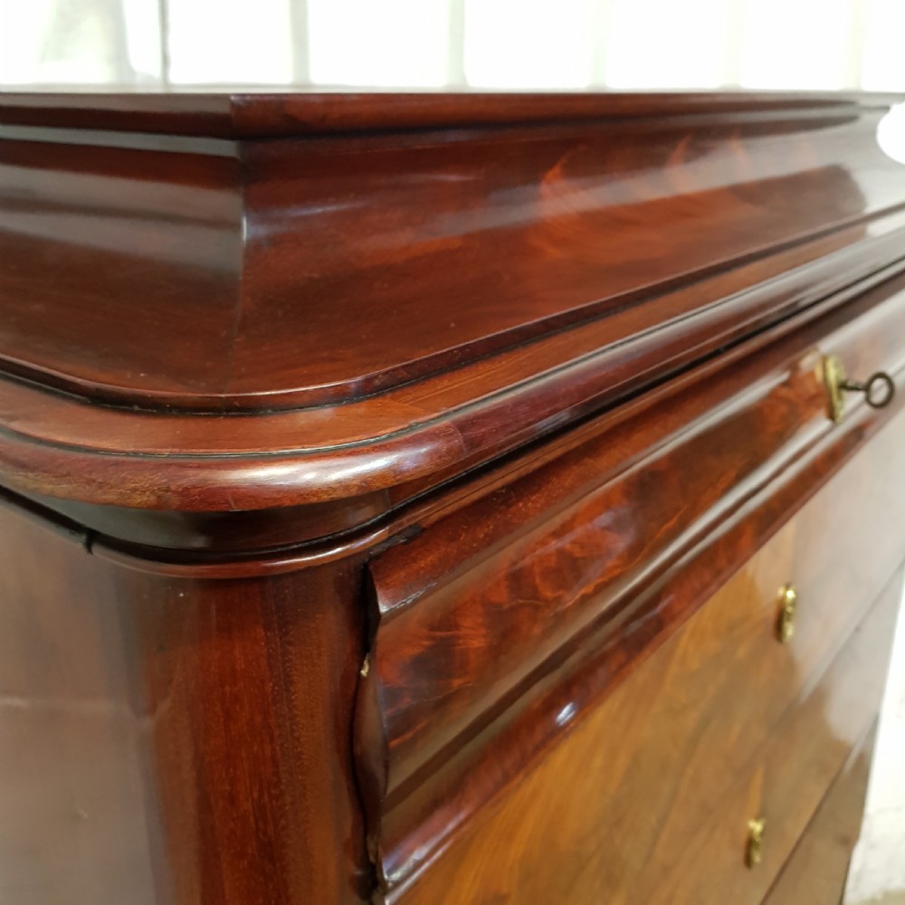 ANTIQUE 19TH CENTURY TALL MAHOGANY BIEDERMEIER CHEST OF DRAWERS C1860 View IV