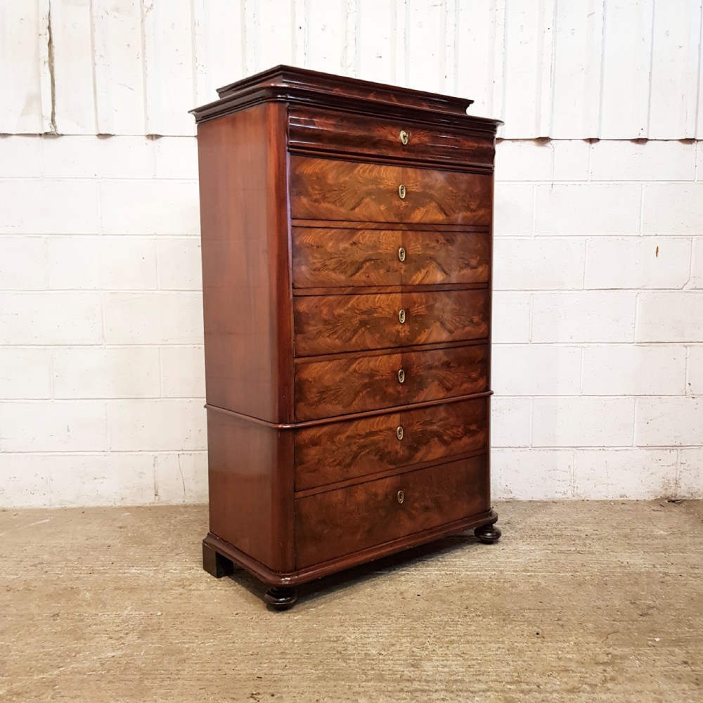 ANTIQUE 19TH CENTURY TALL MAHOGANY BIEDERMEIER CHEST OF DRAWERS C1860 View VI