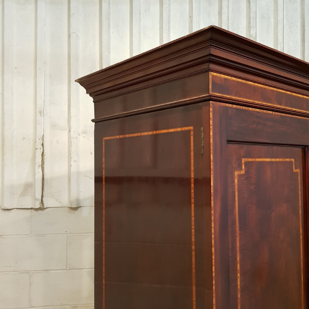 ANTIQUE EDWARDIAN MAHOGANY INLAID SINGLE WARDROBE C1900 View III