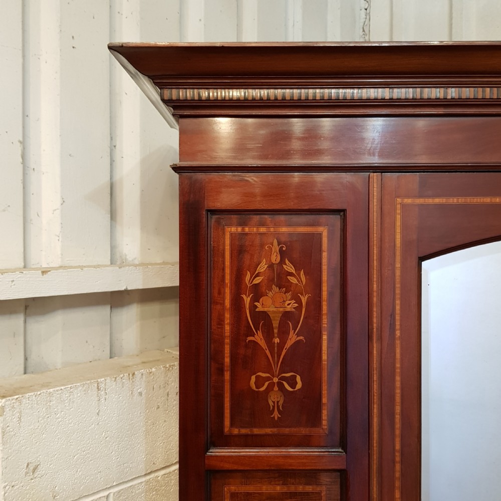 ANTIQUE EDWARDIAN MAHOGANY INLAID SINGLE WARDROBE C1900 View VI