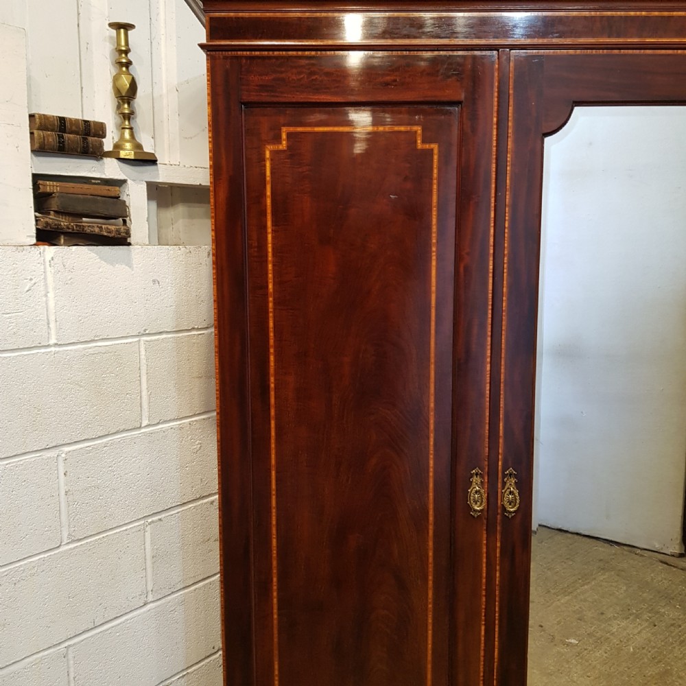 ANTIQUE EDWARDIAN MAHOGANY INLAID SINGLE WARDROBE C1900 View VIII