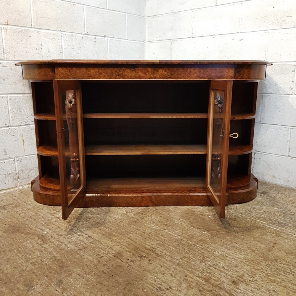 ANTIQUE VICTORIAN BURR WALNUT CREDENZA C1880 View III