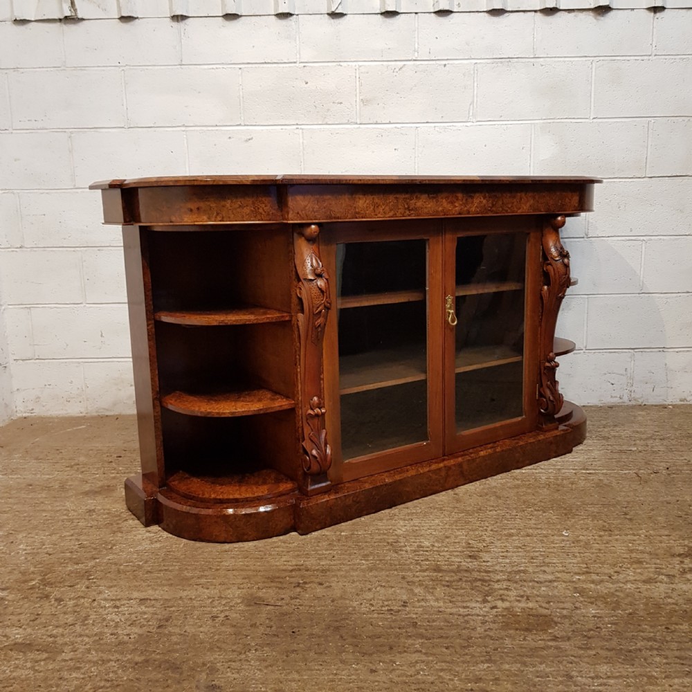 ANTIQUE VICTORIAN BURR WALNUT CREDENZA C1880 View IV