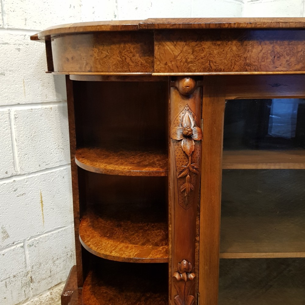 ANTIQUE VICTORIAN BURR WALNUT CREDENZA C1880 View V