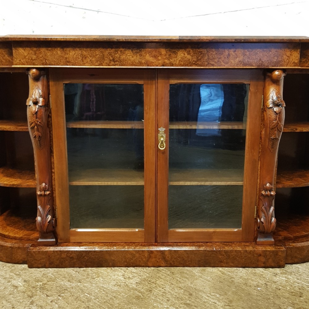 ANTIQUE VICTORIAN BURR WALNUT CREDENZA C1880 View VI