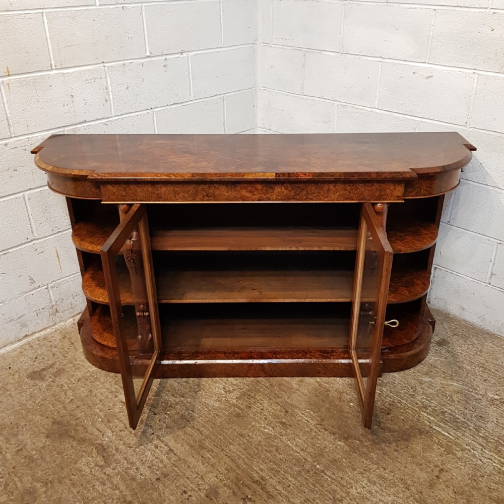 ANTIQUE VICTORIAN BURR WALNUT CREDENZA C1880 View VII