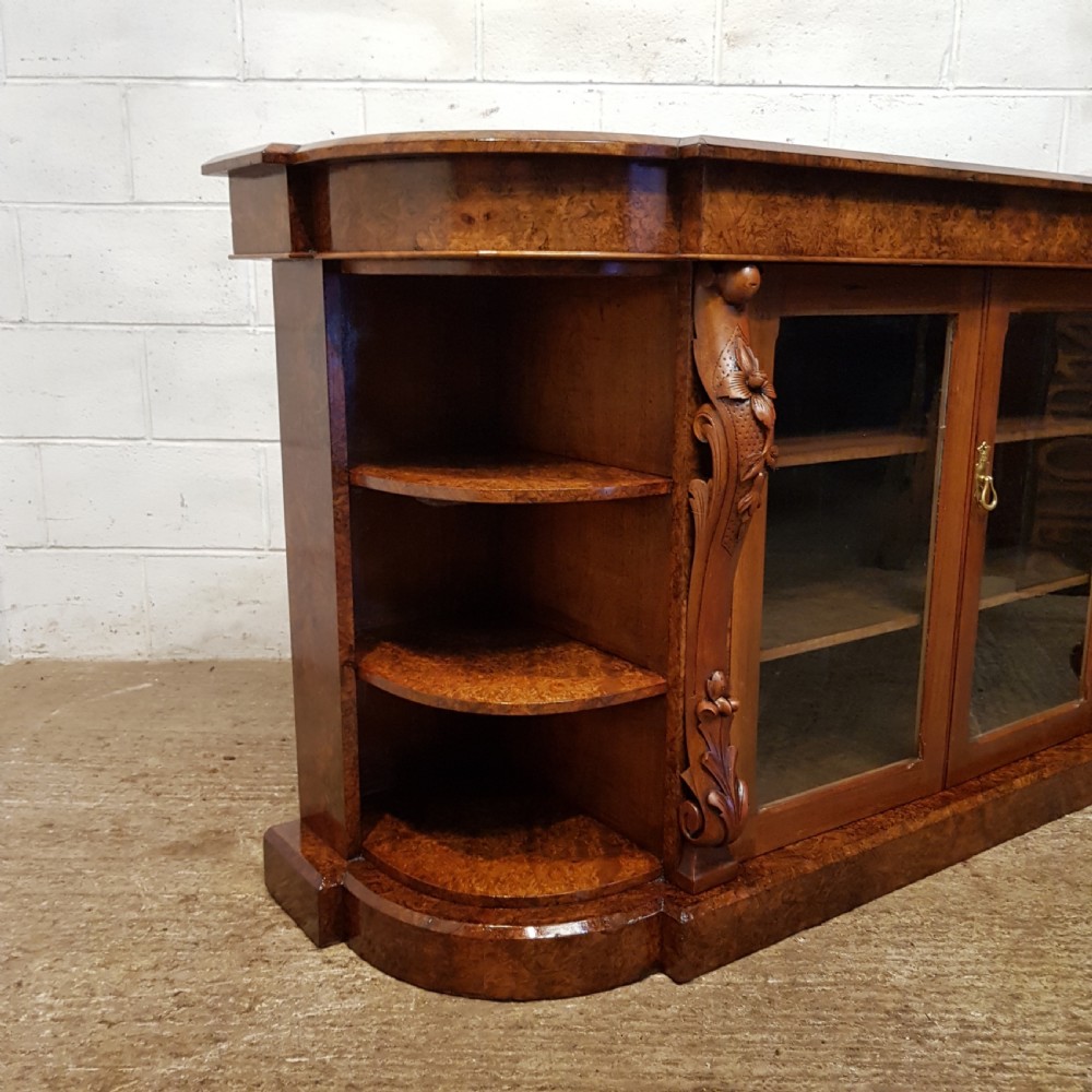 ANTIQUE VICTORIAN BURR WALNUT CREDENZA C1880 View VIII