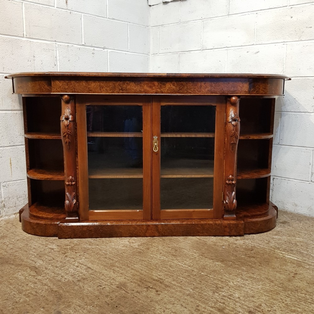 ANTIQUE VICTORIAN BURR WALNUT CREDENZA C1880 View IX