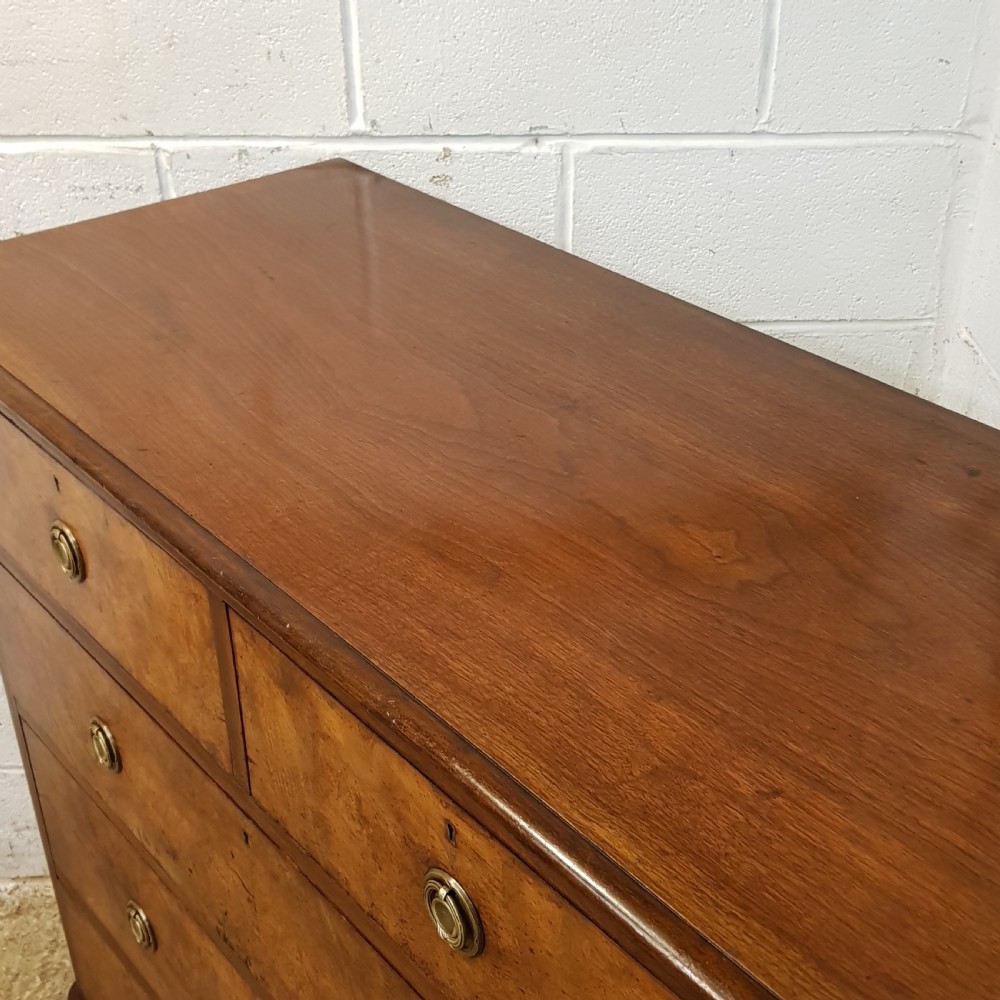 ANTIQUE VICTORIAN ALNUT AND BURR WALNUT CHEST OF DRAWERS C1880 View VII
