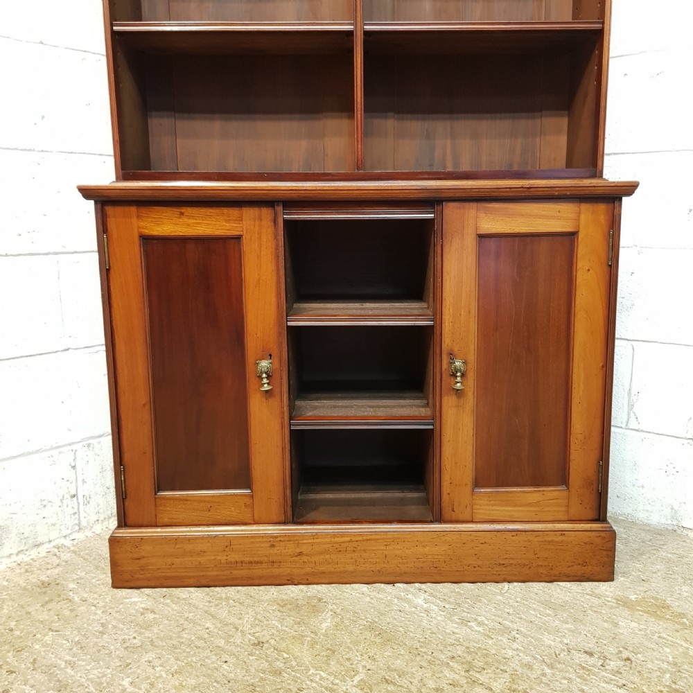 ANTIQUE VICTORIAN MAHOGANY TALL OPEN BOOKCASE ON CUPBOARD C1880 View VII
