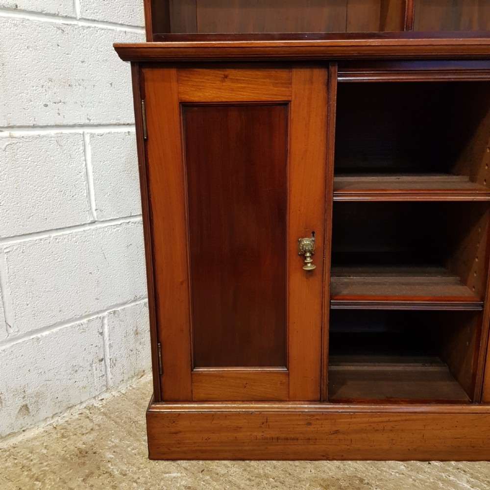 ANTIQUE VICTORIAN MAHOGANY TALL OPEN BOOKCASE ON CUPBOARD C1880 View X