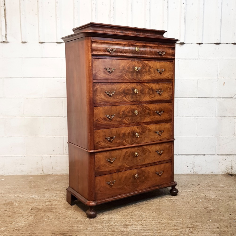 ANTIQUE 9TH CENTURY BURR WALNUT BIEDERMEIER 7HT CHEST OF DRAWERS C860 View IV