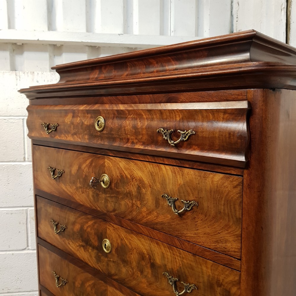 ANTIQUE 9TH CENTURY BURR WALNUT BIEDERMEIER 7HT CHEST OF DRAWERS C860 View VI