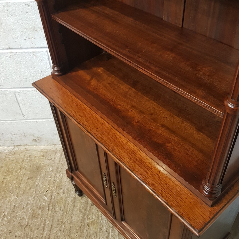 ANTIQUE 19TH CENTURY BIEDERMEIER MAHOGANY OPEN BOOKCASE ON CUPBOARD C1870 View III