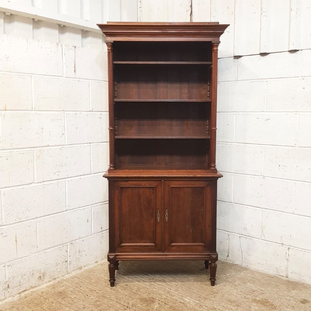ANTIQUE 19TH CENTURY BIEDERMEIER MAHOGANY OPEN BOOKCASE ON CUPBOARD C1870 View IV