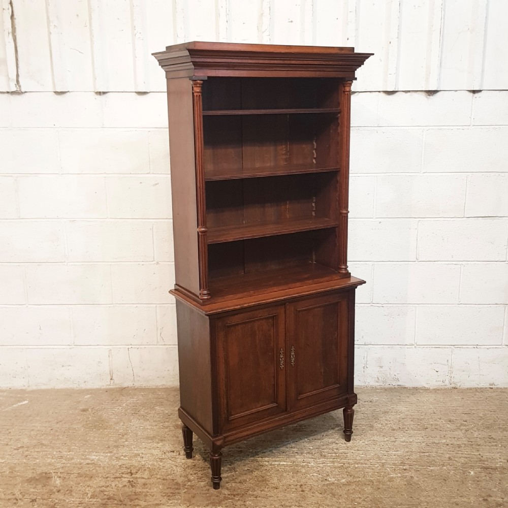 ANTIQUE 19TH CENTURY BIEDERMEIER MAHOGANY OPEN BOOKCASE ON CUPBOARD C1870 View V