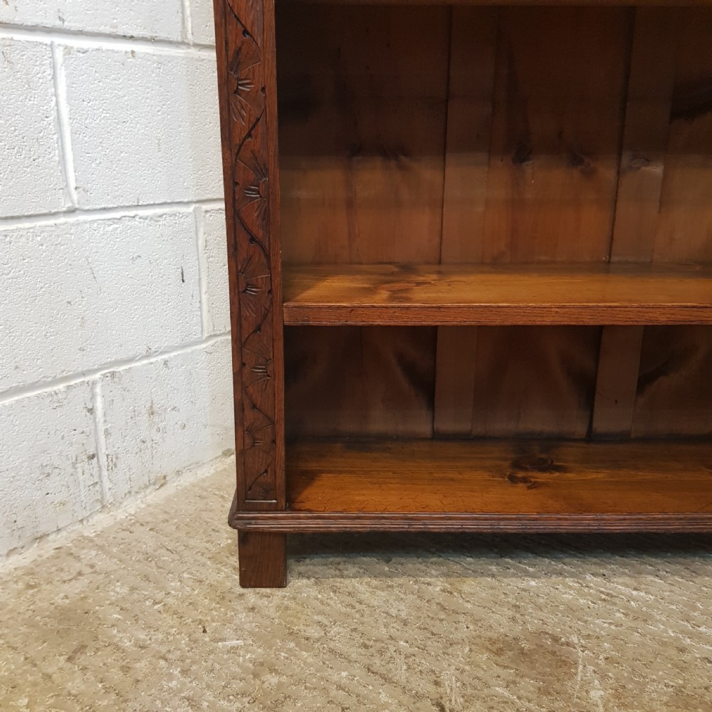 ANTIQUE EDWARDIAN CARVED OAK OPEN BOOKCASE C1900 View III